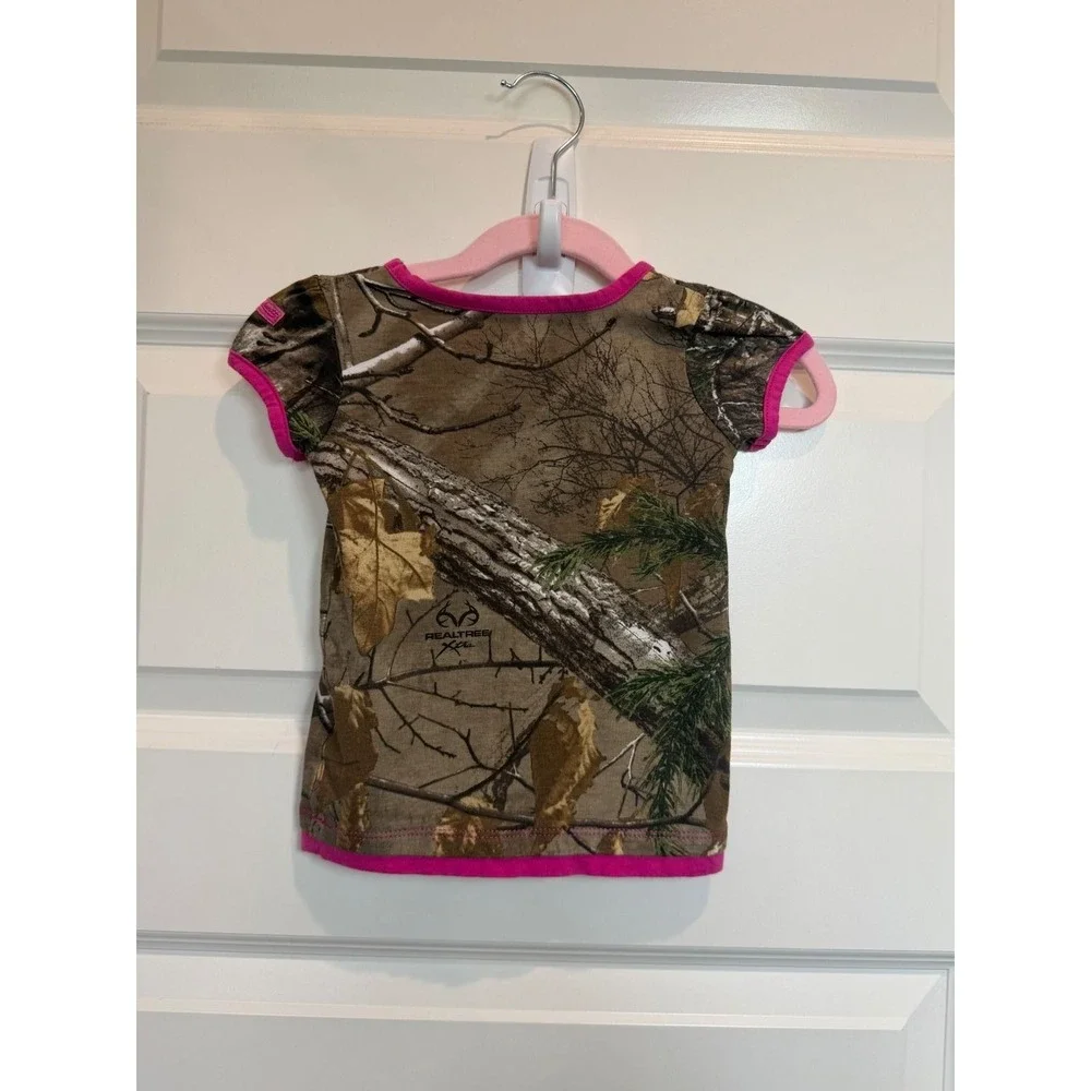 27.Carhartt Kids 12M Realtree Camo Pink Glitter Logo Short Sleeve T-Shirt